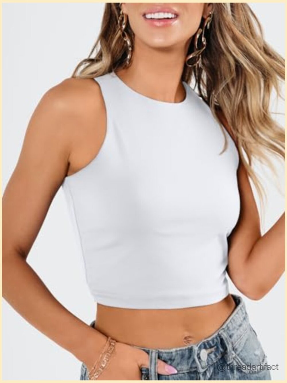 Sleeveless Double Lined Crop Top Racerback Tank Tops Workout Summer Cute Teen - Picture 3 of 7